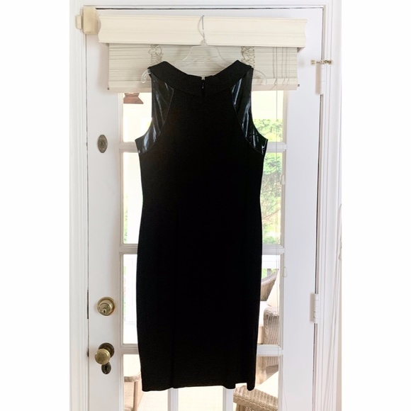 DAVID MEISTER- Designer Black Dress w/ Belt👗🖤(Size: 8) (Knit & Patent Leather) - Picture 9 of 9